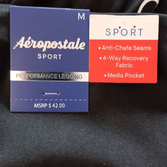 Aeropostale Aero Sport Anti-Chafe 4 Way Recovery Fabric Black Size M - Picture 3 of 5
